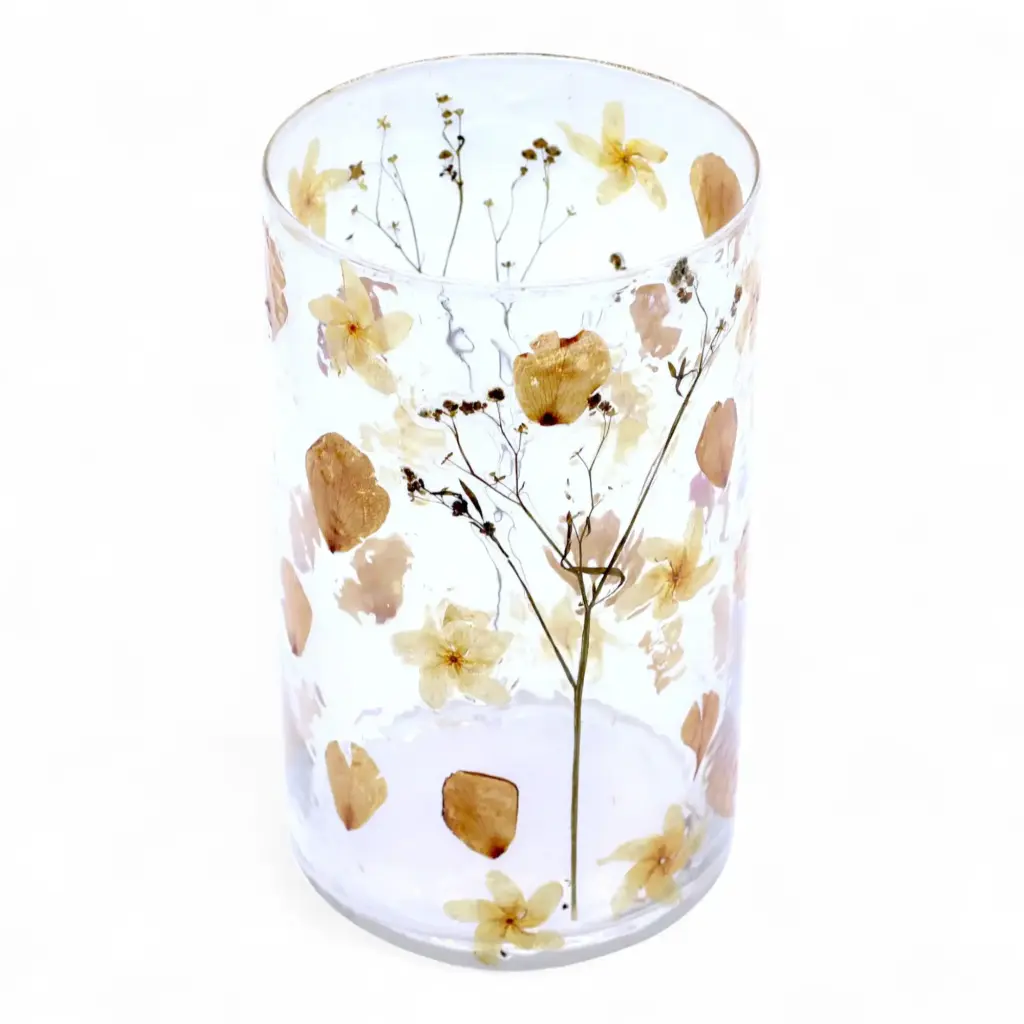 Natural Floral Glass – Tall Vase Candle Holder – Rose – (19x11cm) | www.artisangoods.co.uk