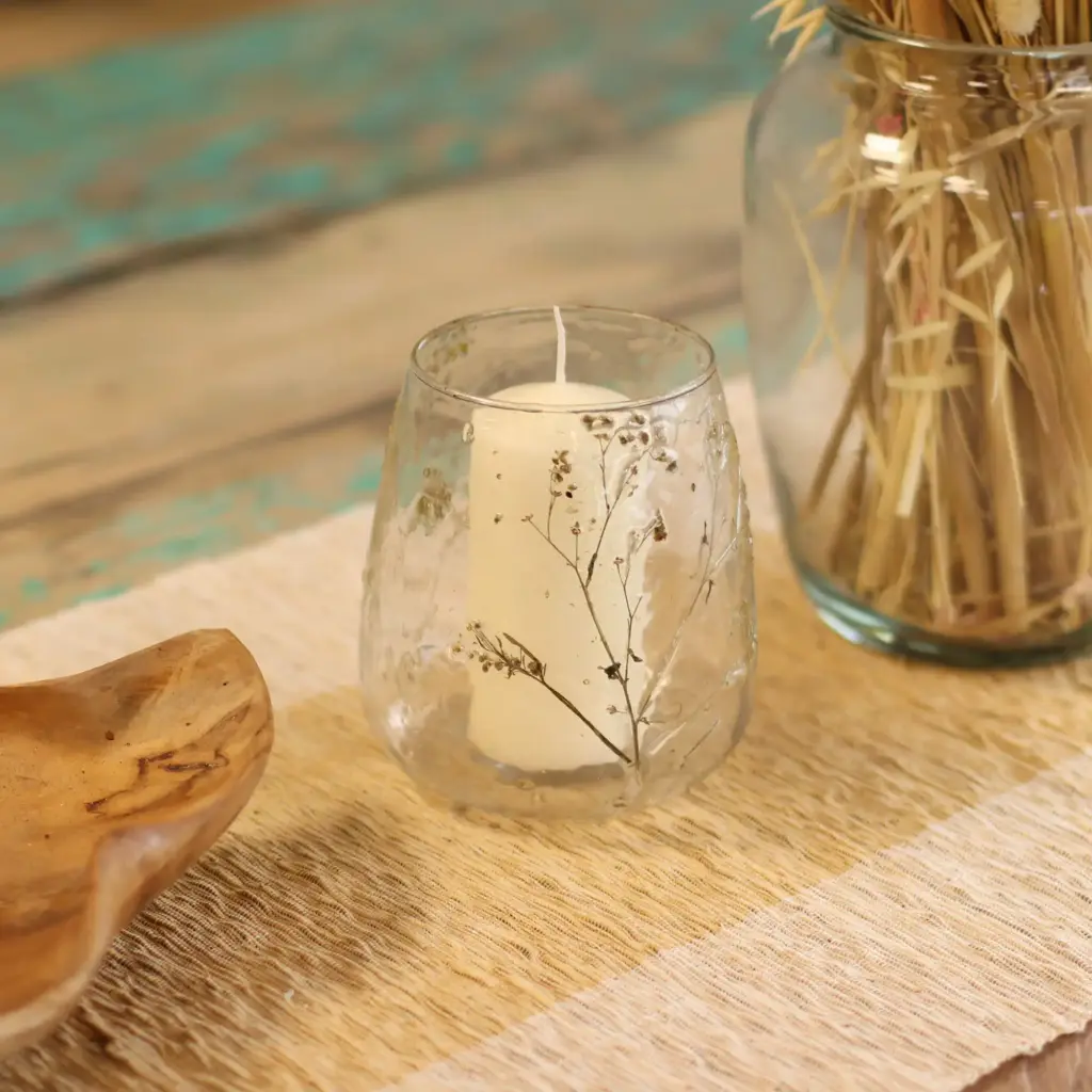 Natural Floral Glass – Vase Candle Holder – Margarita – (12x11cm) | www.artisangoods.co.uk 3 Natural Floral Glass – Vase Candle Holder – Margarita – (12x11cm) | www.artisangoods.co.uk 3