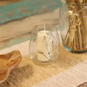 Natural Floral Glass – Vase Candle Holder – Margarita  – (12x11cm) | www.artisangoods.co.uk 3