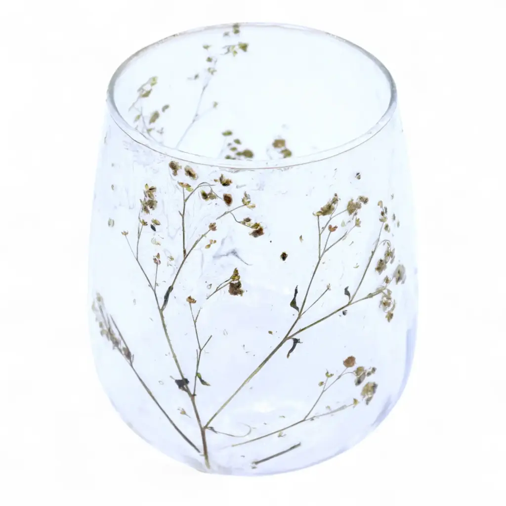 Natural Floral Glass – Vase Candle Holder – Margarita  – (12x11cm) | www.artisangoods.co.uk