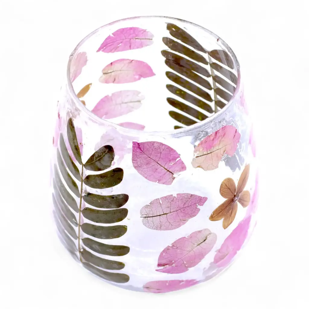Natural Floral Glass – Vase Candle Holder – Primavera  – (12x11cm) | www.artisangoods.co.uk