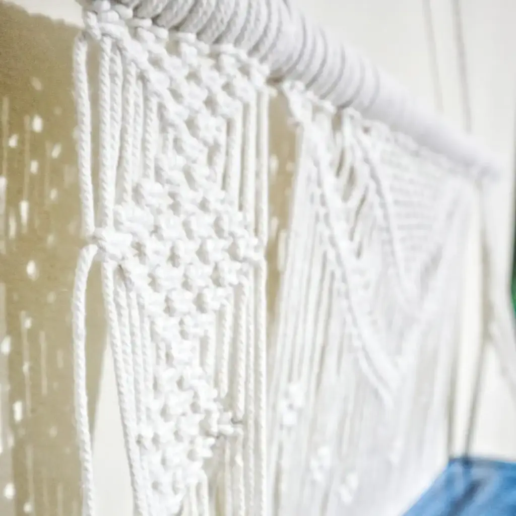 Natural Macrame Hanging Shelves – Blue | www.artisangoods.co.uk 9