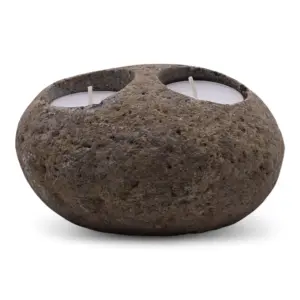 Natural Riverstone Candle Holder – Double Nightlight | www.artisangoods.co.uk 3