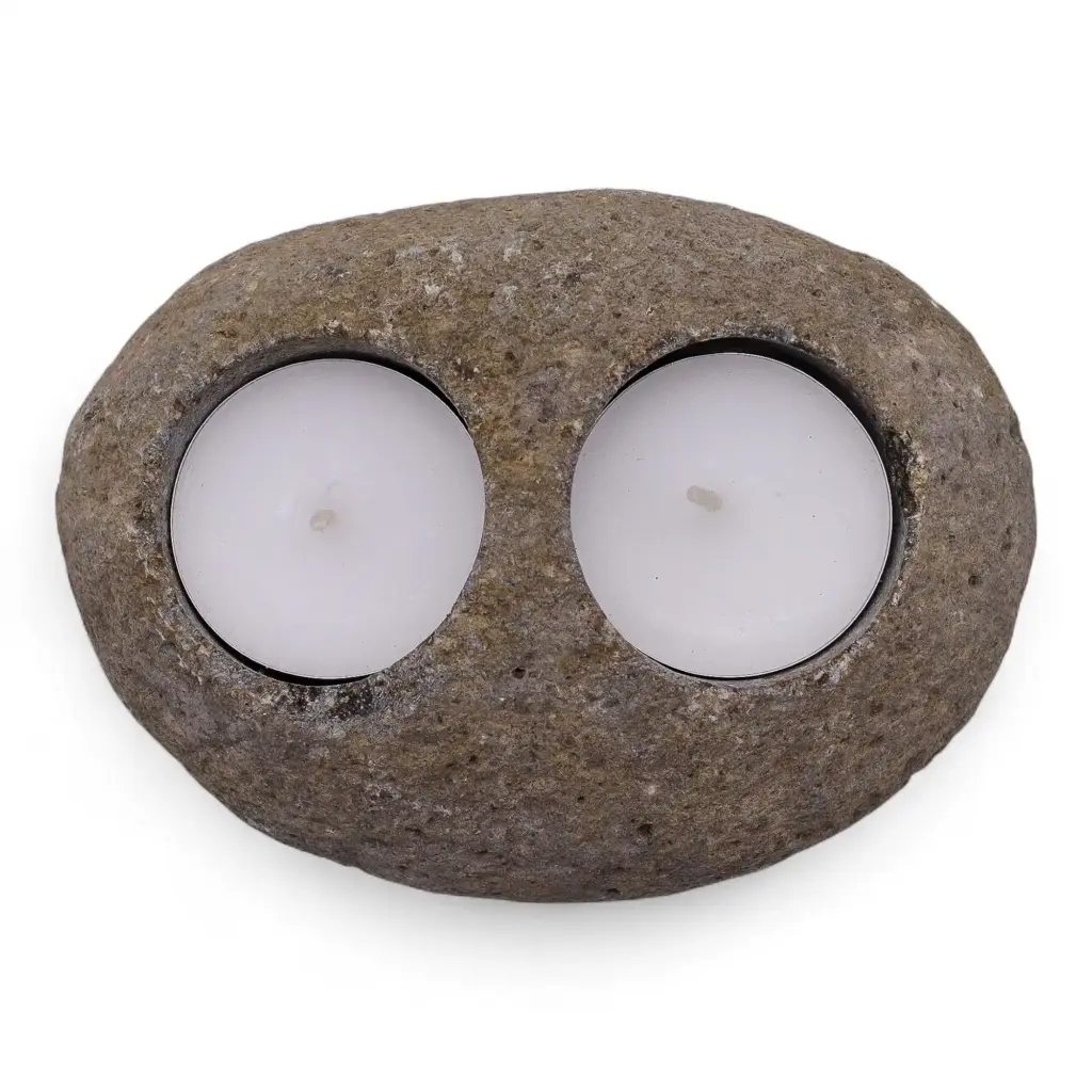 Natural Riverstone Candle Holder – Double Nightlight | www.artisangoods.co.uk 2 Natural Riverstone Candle Holder – Double Nightlight | www.artisangoods.co.uk 2