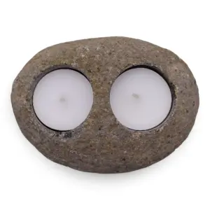 Natural Riverstone Candle Holder – Double Nightlight | www.artisangoods.co.uk 2