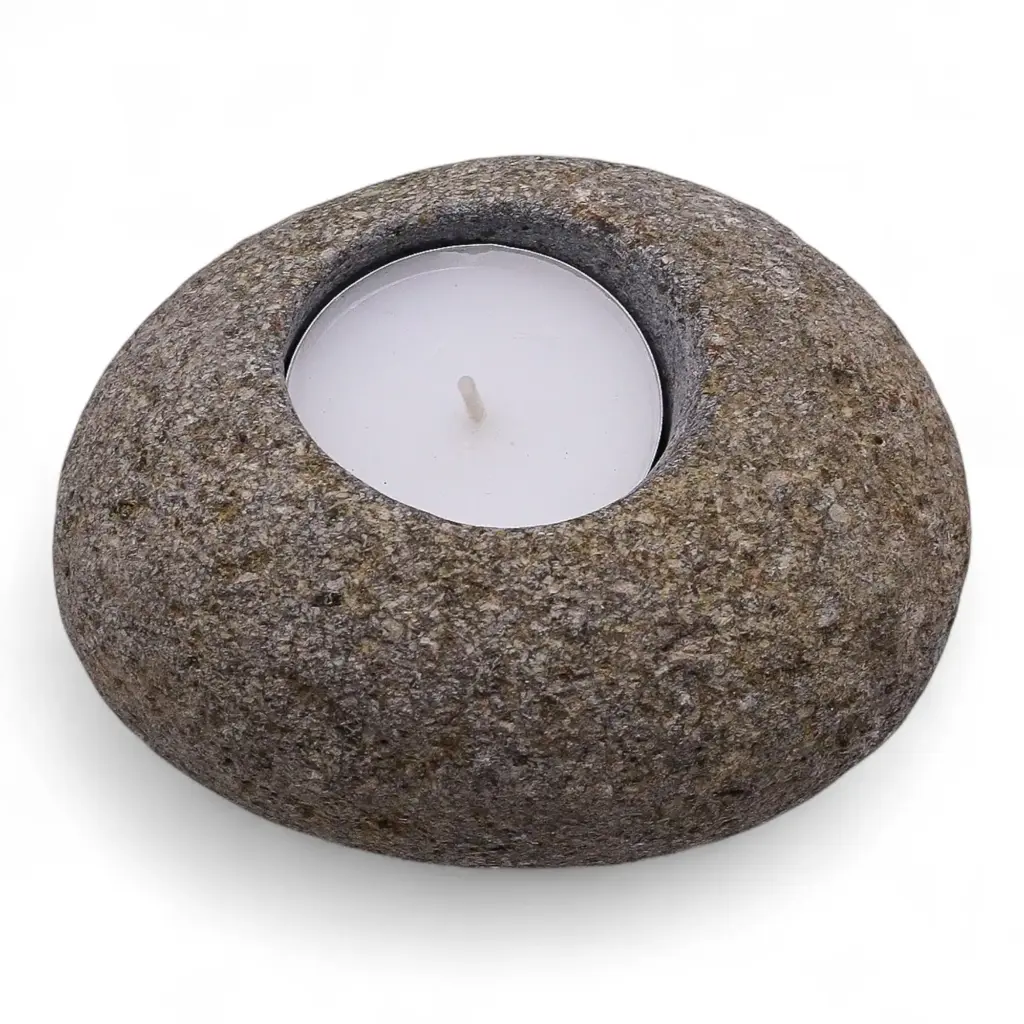 Natural Riverstone Candle Holder – Single Nightlight | www.artisangoods.co.uk