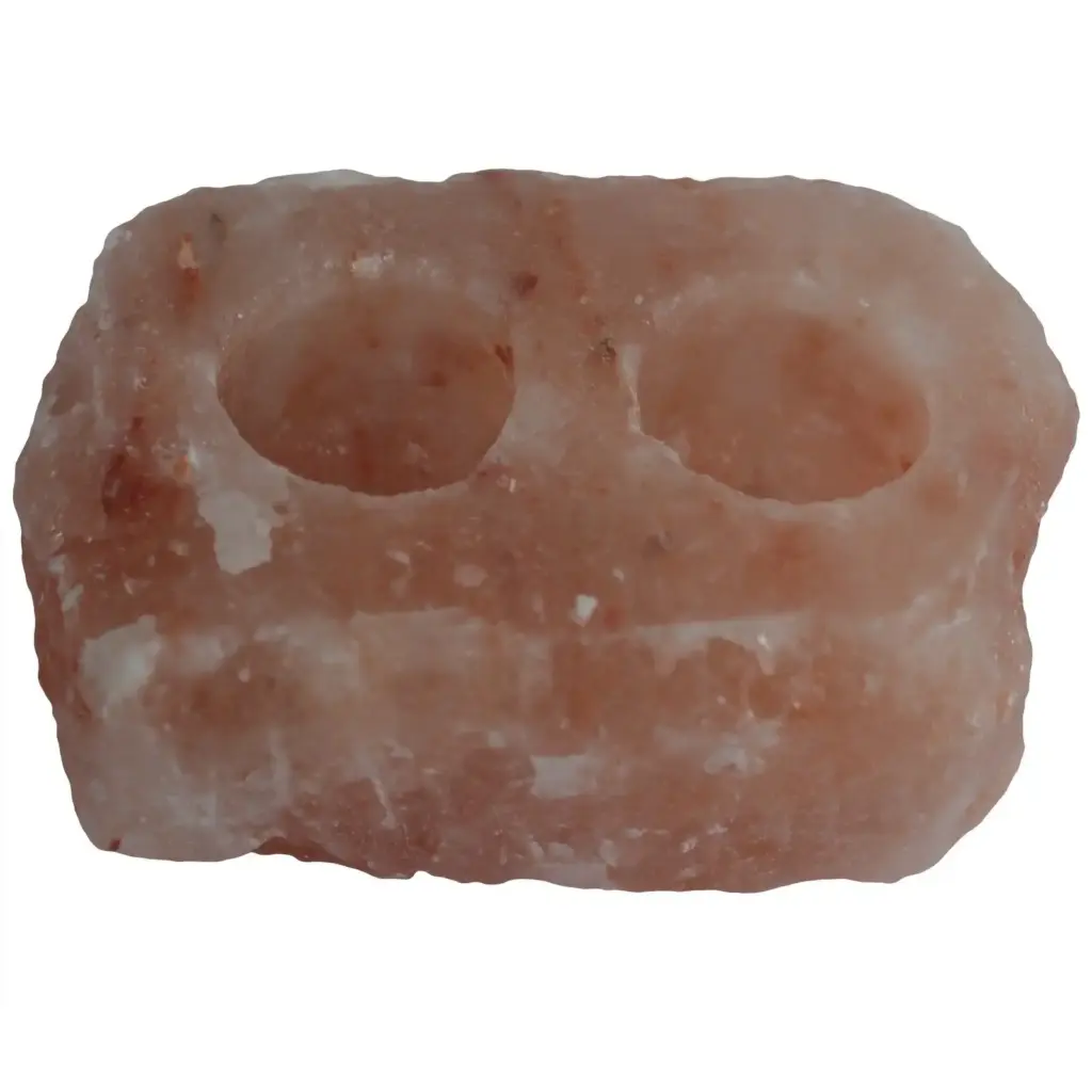 Natural Salt Candle Holder – 2 holes | www.artisangoods.co.uk 2