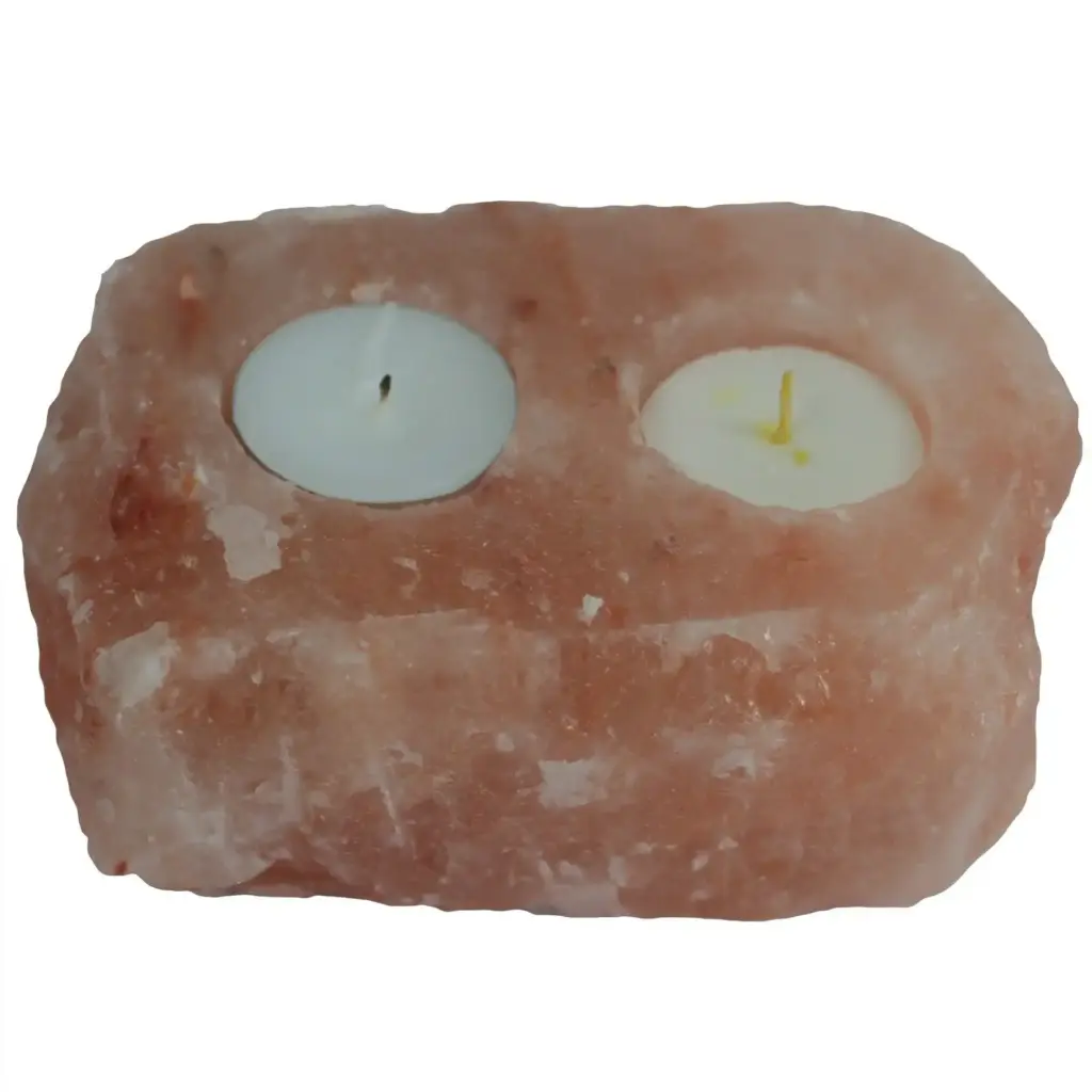 Natural Salt Candle Holder – 2 holes | www.artisangoods.co.uk