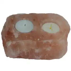 Natural Salt Candle Holder – 2 holes | www.artisangoods.co.uk 1