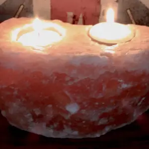 Natural Salt Candle Holder – 2 holes | www.artisangoods.co.uk 4