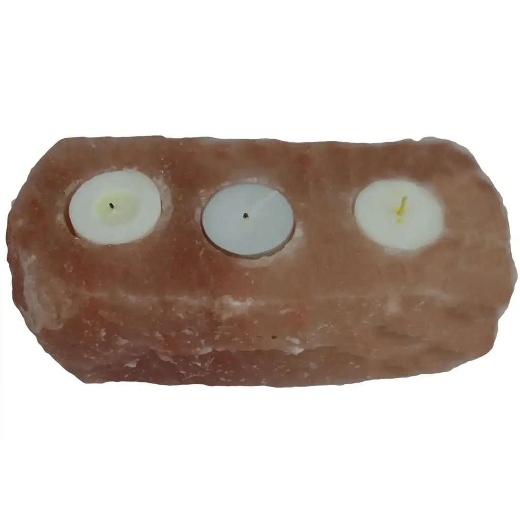 Natural Salt Candle Holder – 3 holes | www.artisangoods.co.uk 3