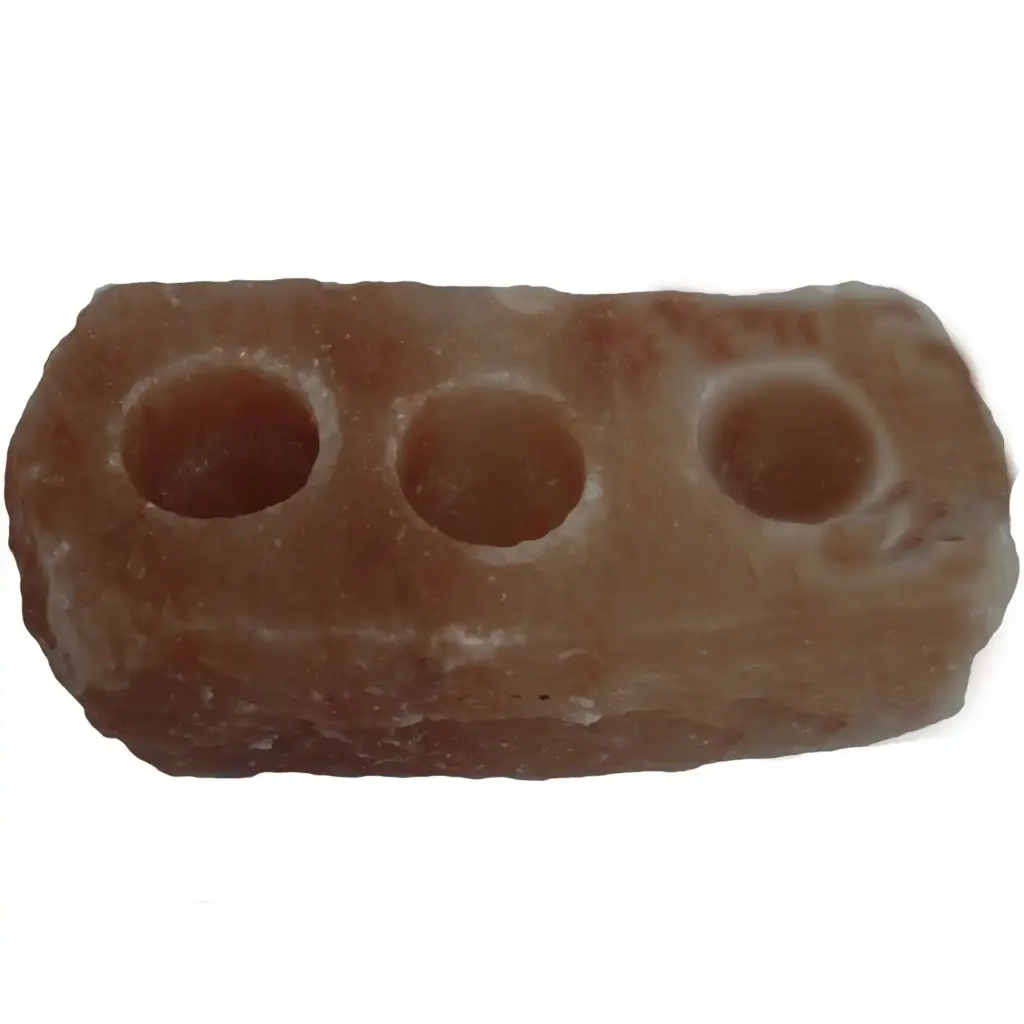 Natural Salt Candle Holder – 3 holes | www.artisangoods.co.uk