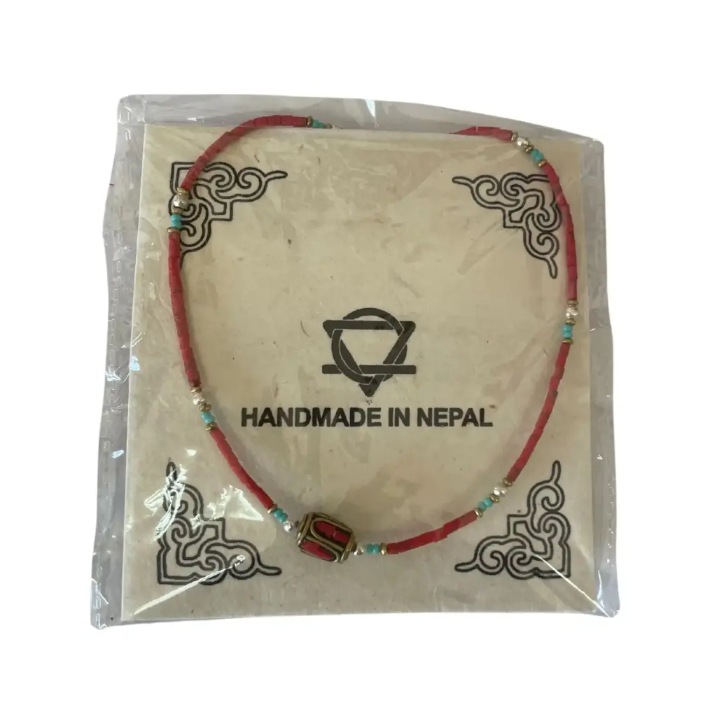 Nepalese Extra Fine Gem Necklace – Coral Tribal Bead | www.artisangoods.co.uk 3