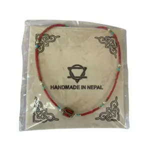 Nepalese Extra Fine Gem Necklace – Coral Tribal Bead | www.artisangoods.co.uk 3
