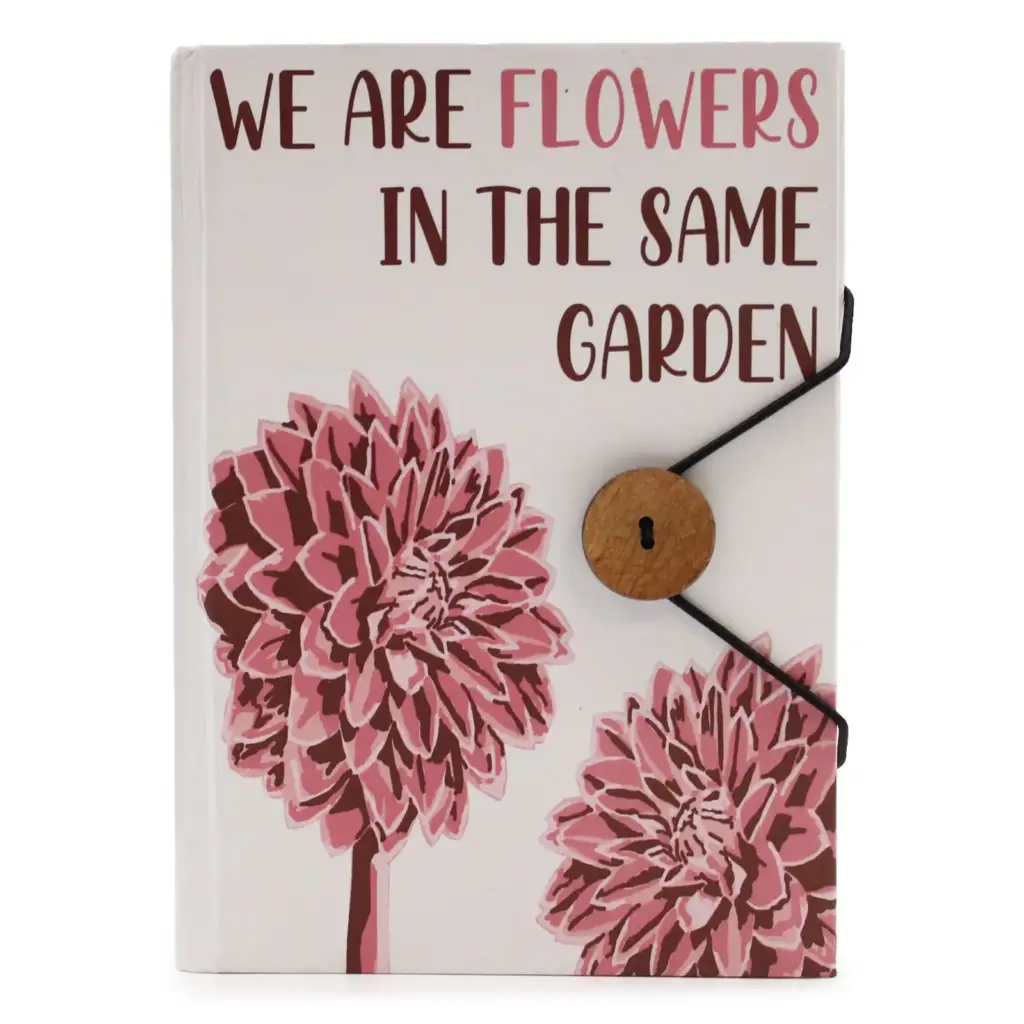 Notebook with strap – Flowers in the same garden | www.artisangoods.co.uk