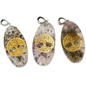 Orgonite Power Pendant – 7 Stone Chakra Oval with Tree | www.artisangoods.co.uk 3
