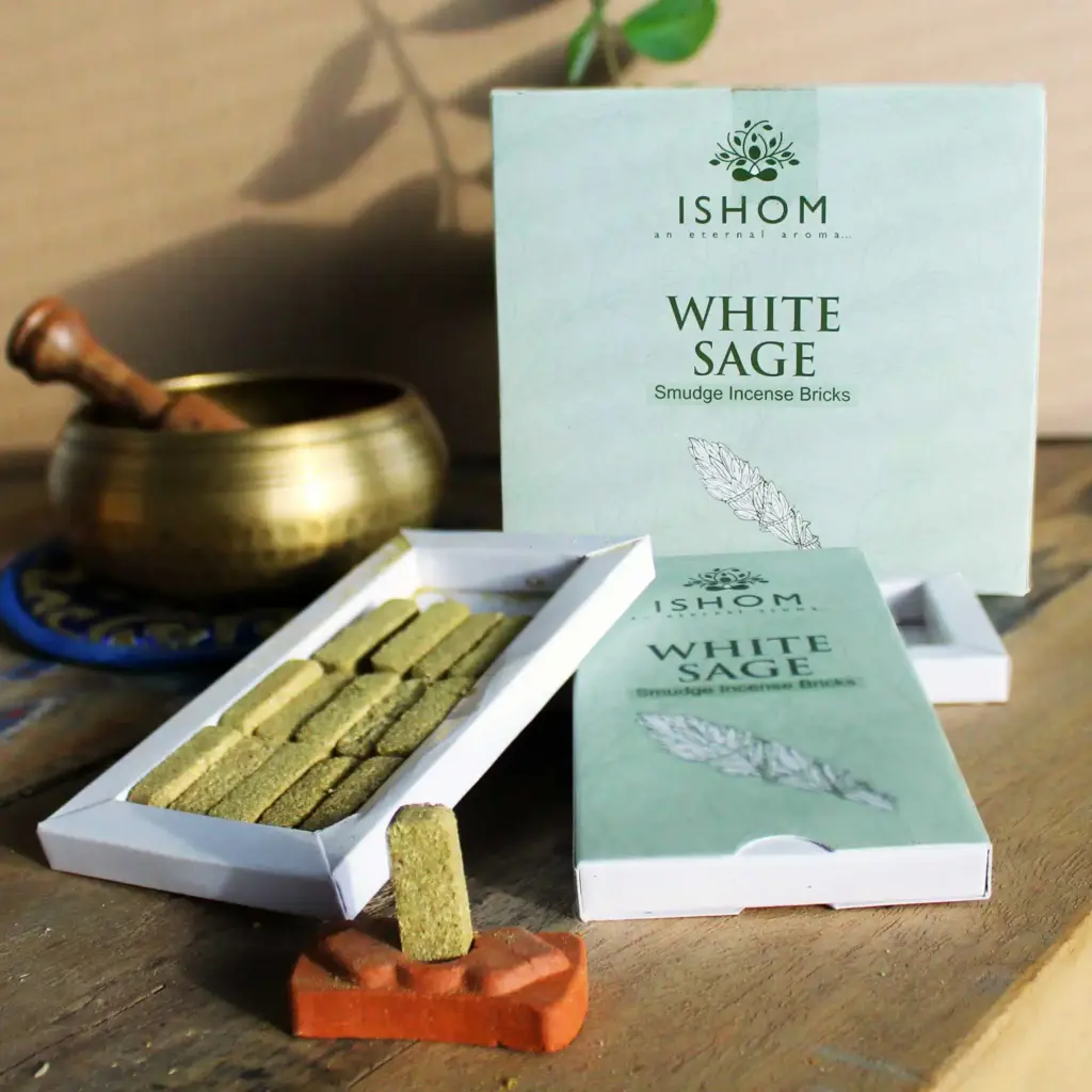 Pack of 15 Natural Incense Smudge Bricks and Burner – White Sage | www.artisangoods.co.uk