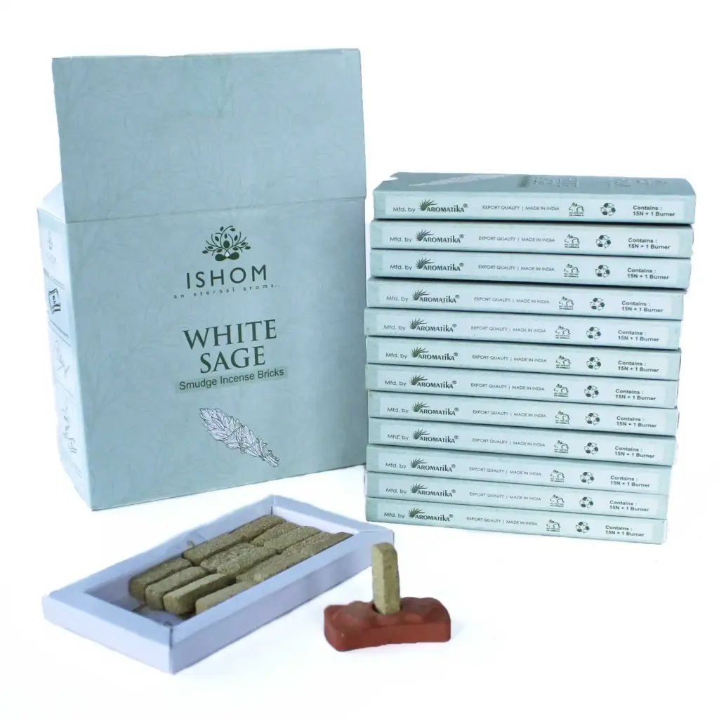 Pack of 15 Natural Incense Smudge Bricks and Burner – White Sage | www.artisangoods.co.uk 2 Pack of 15 Natural Incense Smudge Bricks and Burner – White Sage | www.artisangoods.co.uk 2
