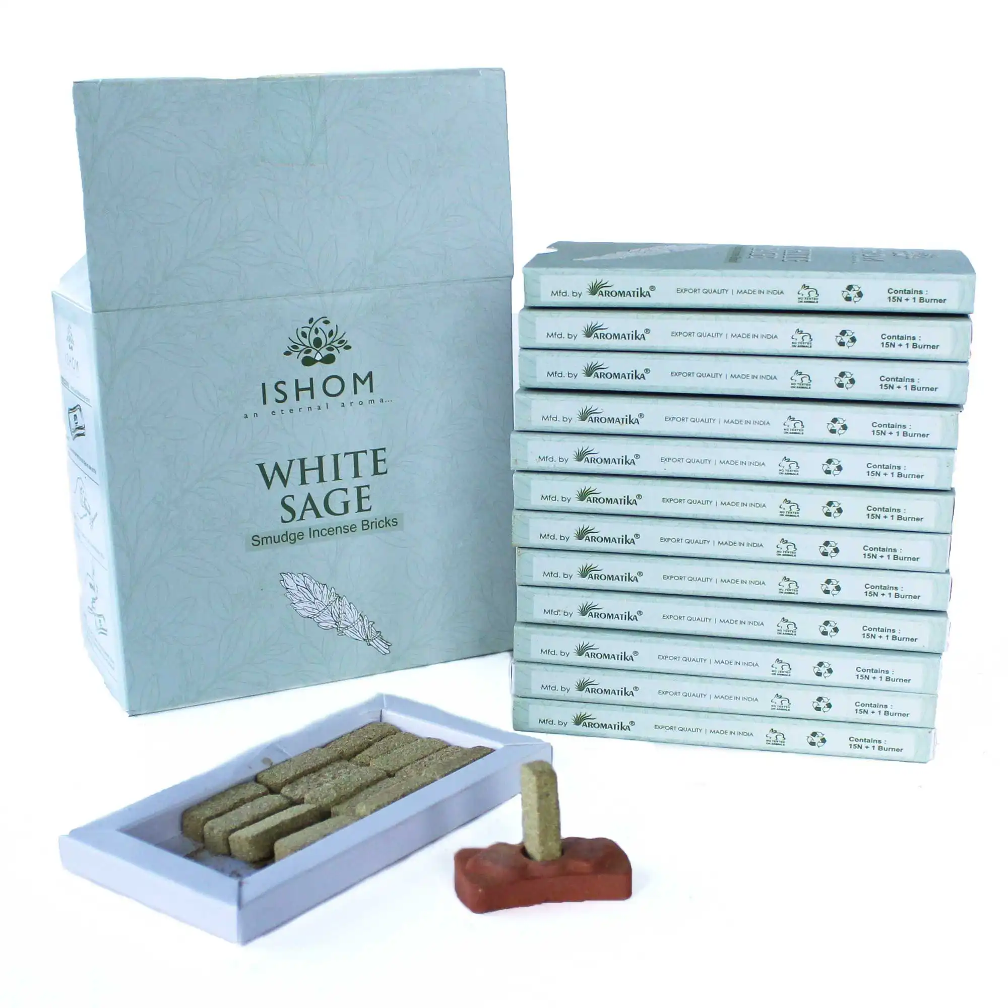 Pack of 15 Natural Incense Smudge Bricks and Burner – White Sage | www.artisangoods.co.uk 3 Pack of 15 Natural Incense Smudge Bricks and Burner – White Sage | www.artisangoods.co.uk 2
