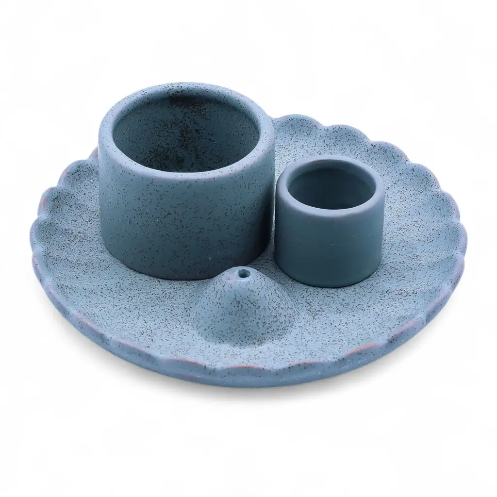 Palo Santo Stick & Smudge Holder – Lotus Flower – Blue | www.artisangoods.co.uk 2