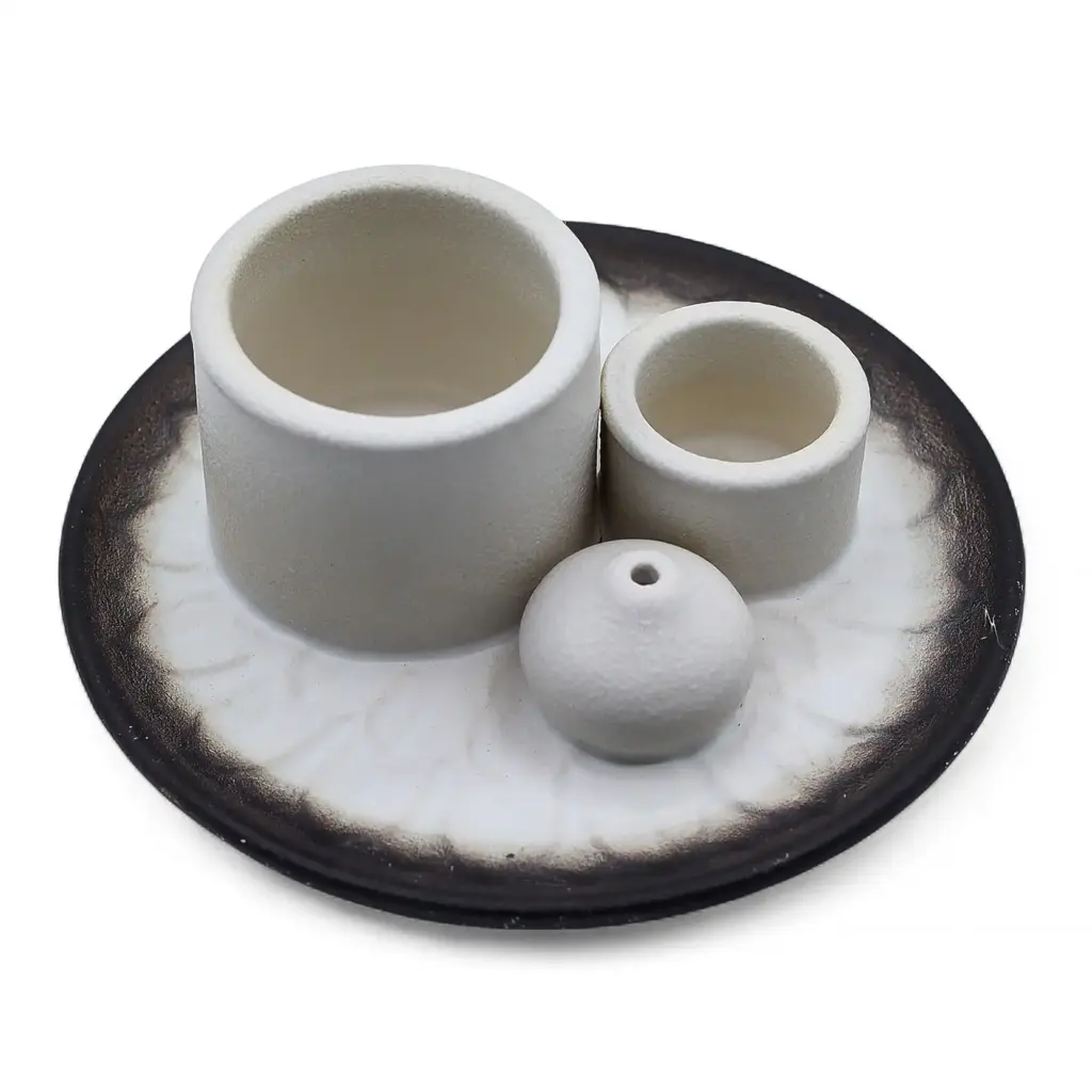 Palo Santo Stick & Smudge Holder – Mandala – White & Grey | www.artisangoods.co.uk