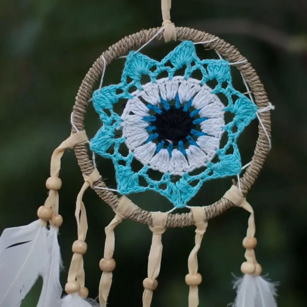 Pastel Blue Macramé Dream Catcher 12cm (asst colours) | www.artisangoods.co.uk 4