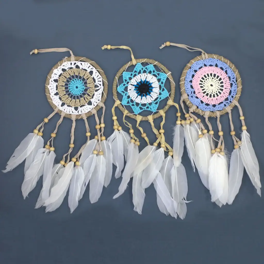 Pastel Blue Macramé Dream Catcher 12cm (asst colours) | www.artisangoods.co.uk 3
