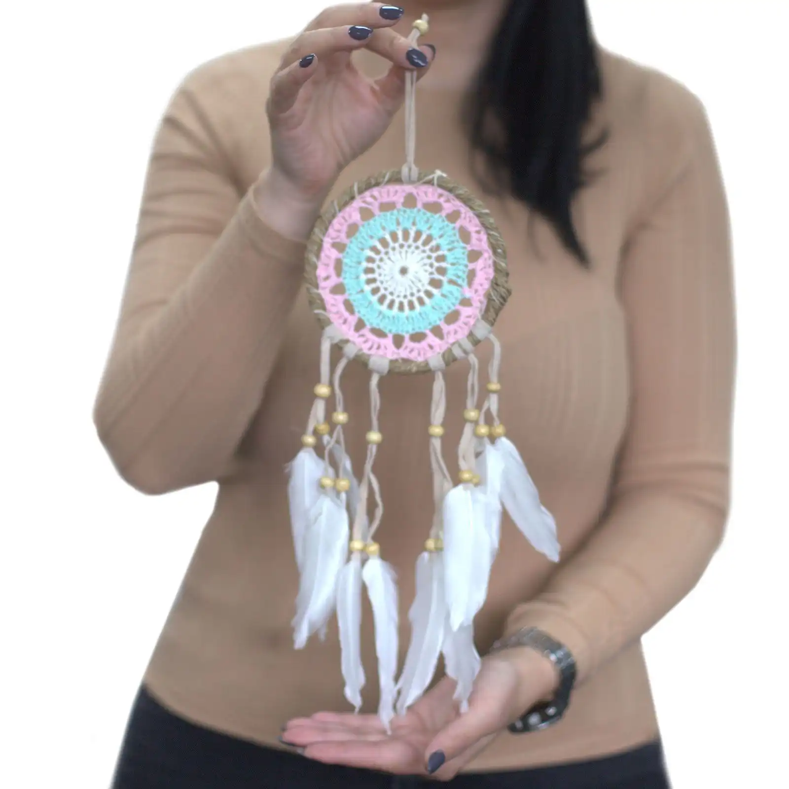 Pastel Blue Macramé Dream Catcher 12cm (asst colours) | www.artisangoods.co.uk 3 Pastel Blue Macramé Dream Catcher 12cm (asst colours) | www.artisangoods.co.uk 2