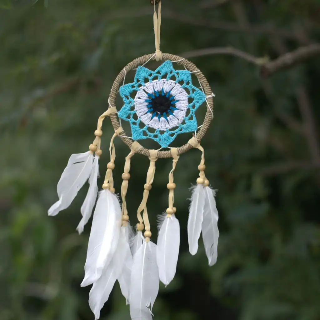 Pastel Blue Macramé Dream Catcher 12cm (asst colours) | www.artisangoods.co.uk