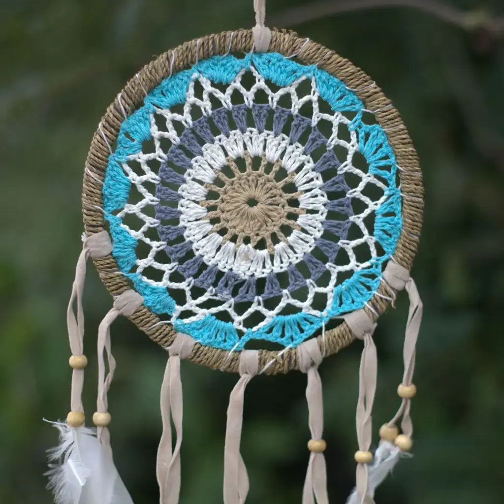 Pastel Blue Macramé Dream Catcher 16cm (asst colours) | www.artisangoods.co.uk 4