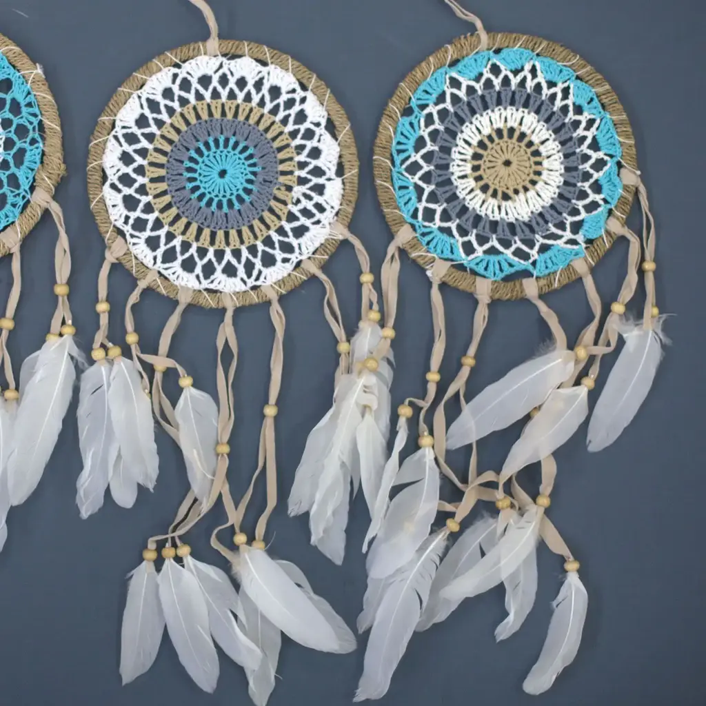 Pastel Blue Macramé Dream Catcher 16cm (asst colours) | www.artisangoods.co.uk 3