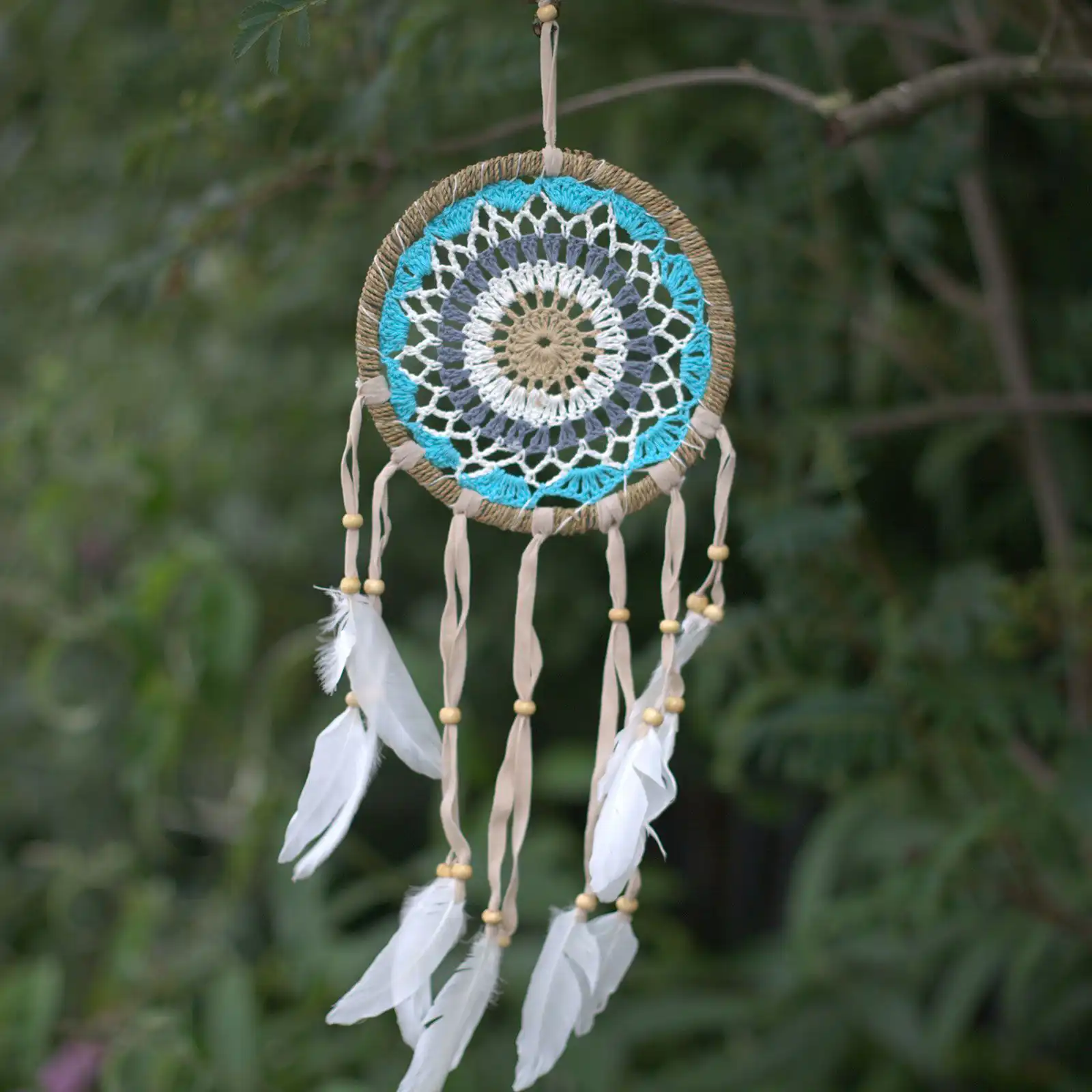 Pastel Blue Macramé Dream Catcher 16cm (asst colours) | www.artisangoods.co.uk 3 Pastel Blue Macramé Dream Catcher 16cm (asst colours) | www.artisangoods.co.uk 2