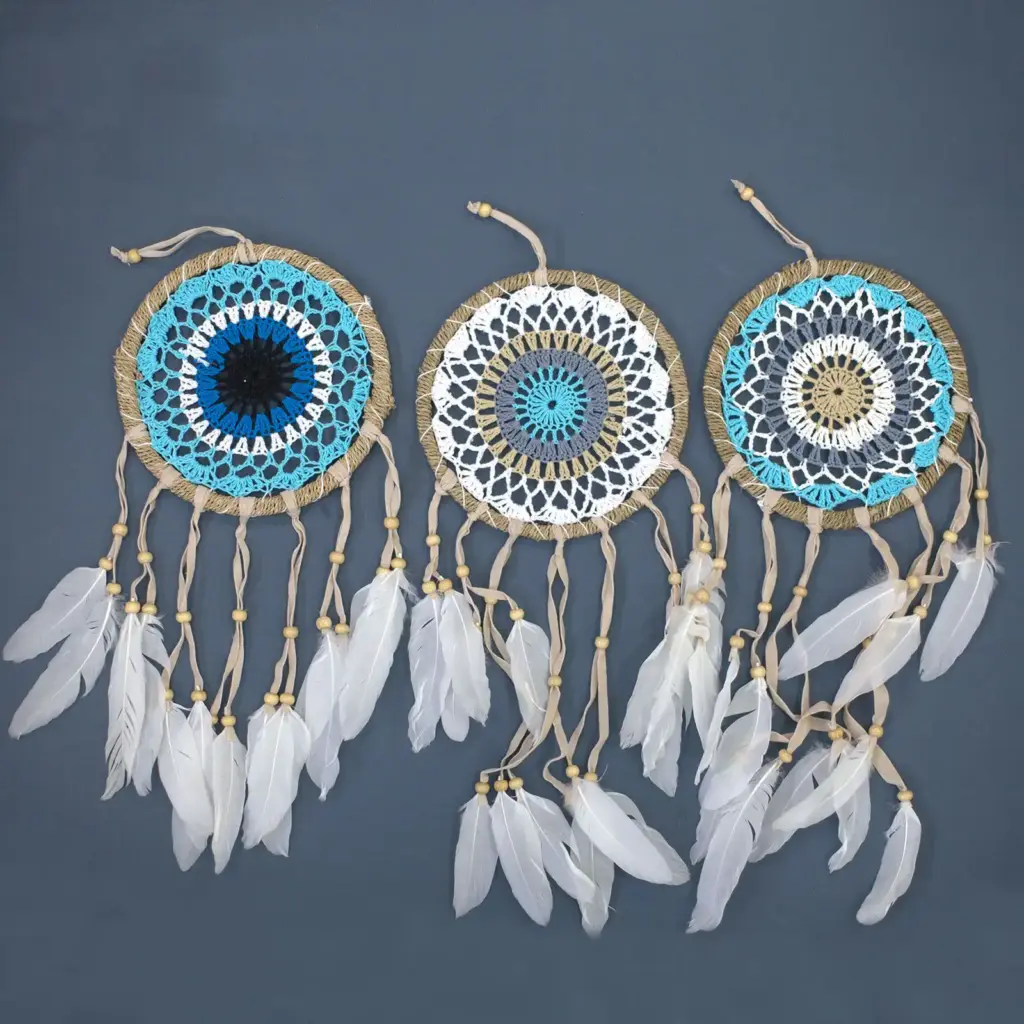 Pastel Blue Macramé Dream Catcher 16cm (asst colours) | www.artisangoods.co.uk