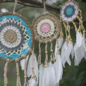 Pastel Pink Macramé Dream Catcher 12cm (asst colours) | www.artisangoods.co.uk 7