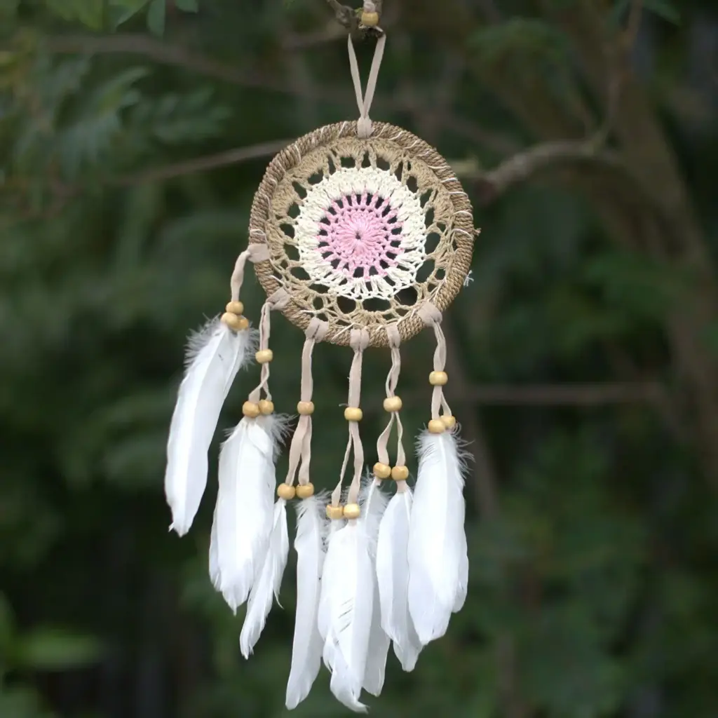 Pastel Pink Macramé Dream Catcher 12cm (asst colours) | www.artisangoods.co.uk