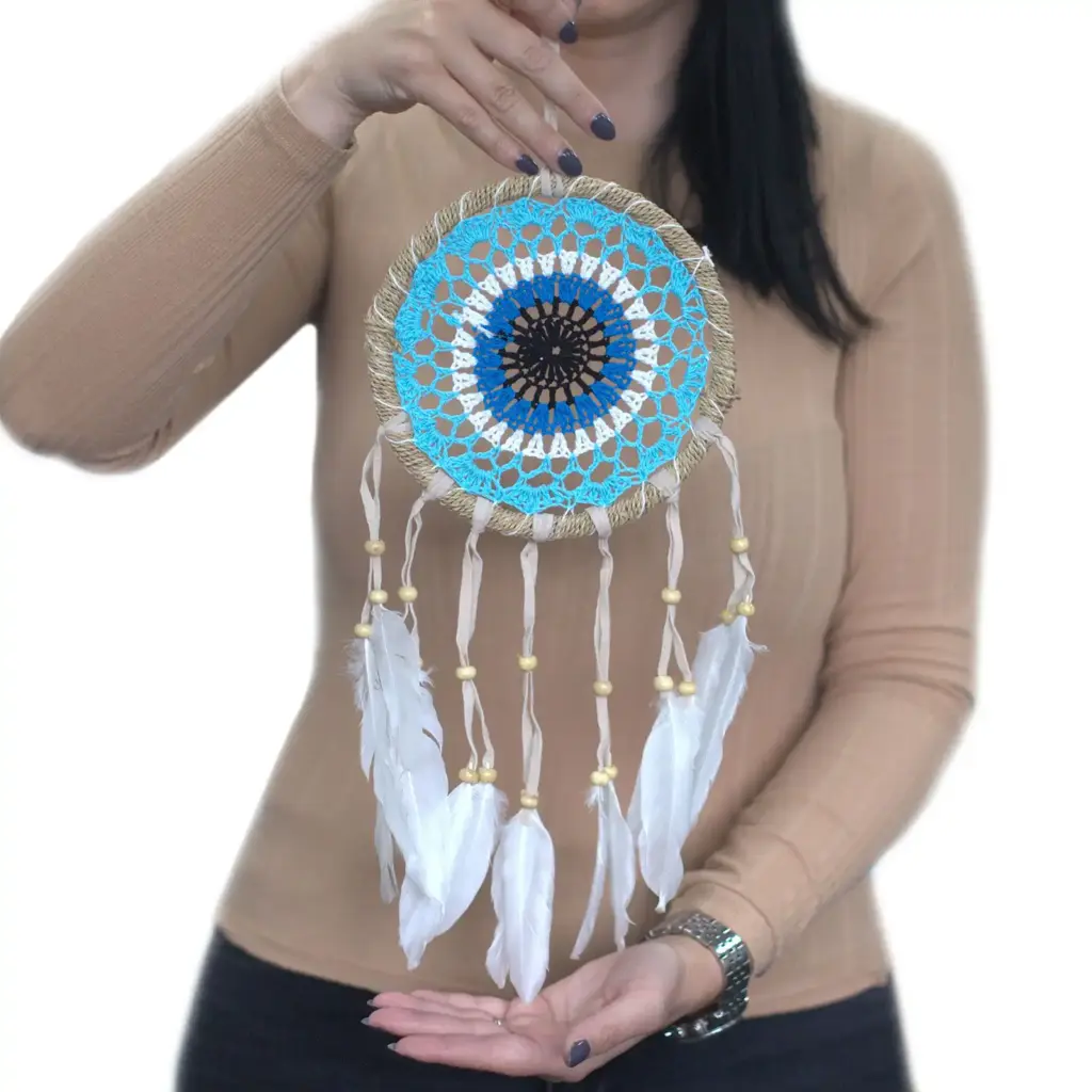 Pastel Pink Macramé Dream Catcher 16cm (asst colours) | www.artisangoods.co.uk 3