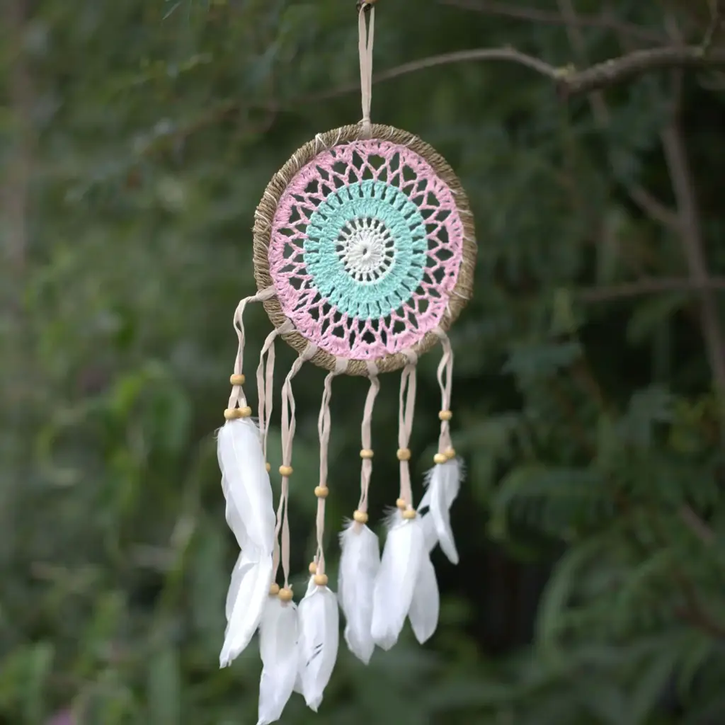 Pastel Pink Macramé Dream Catcher 16cm (asst colours) | www.artisangoods.co.uk