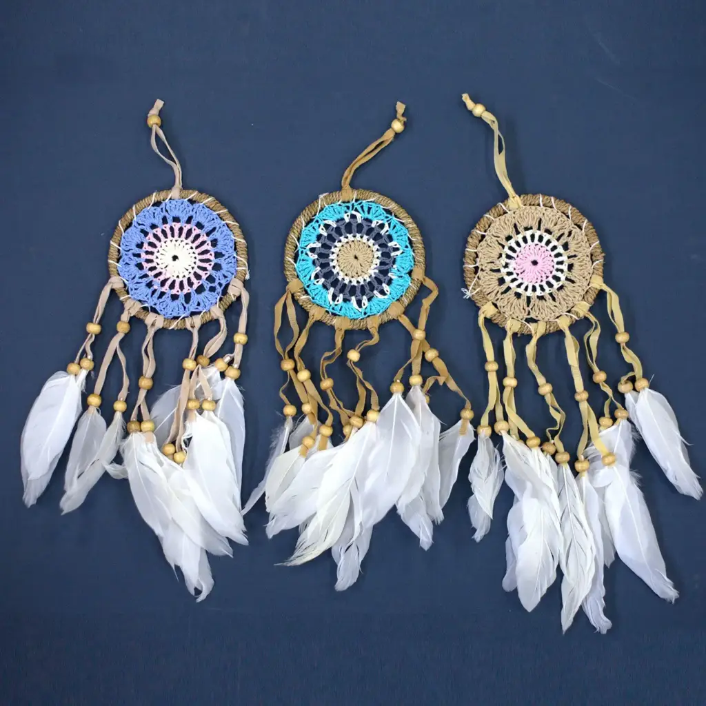 Pastel Pink Macramé Dream Catcher 9cm (asst colours) | www.artisangoods.co.uk 5 Pastel Pink Macramé Dream Catcher 9cm (asst colours) | www.artisangoods.co.uk 5
