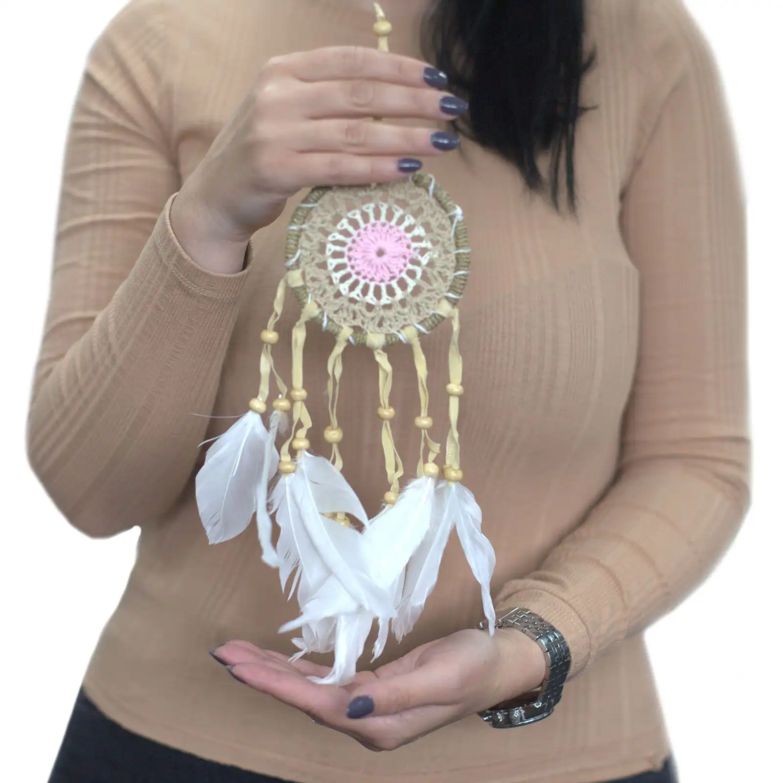 Pastel Pink Macramé Dream Catcher 9cm (asst colours) | www.artisangoods.co.uk 3 Pastel Pink Macramé Dream Catcher 9cm (asst colours) | www.artisangoods.co.uk 2