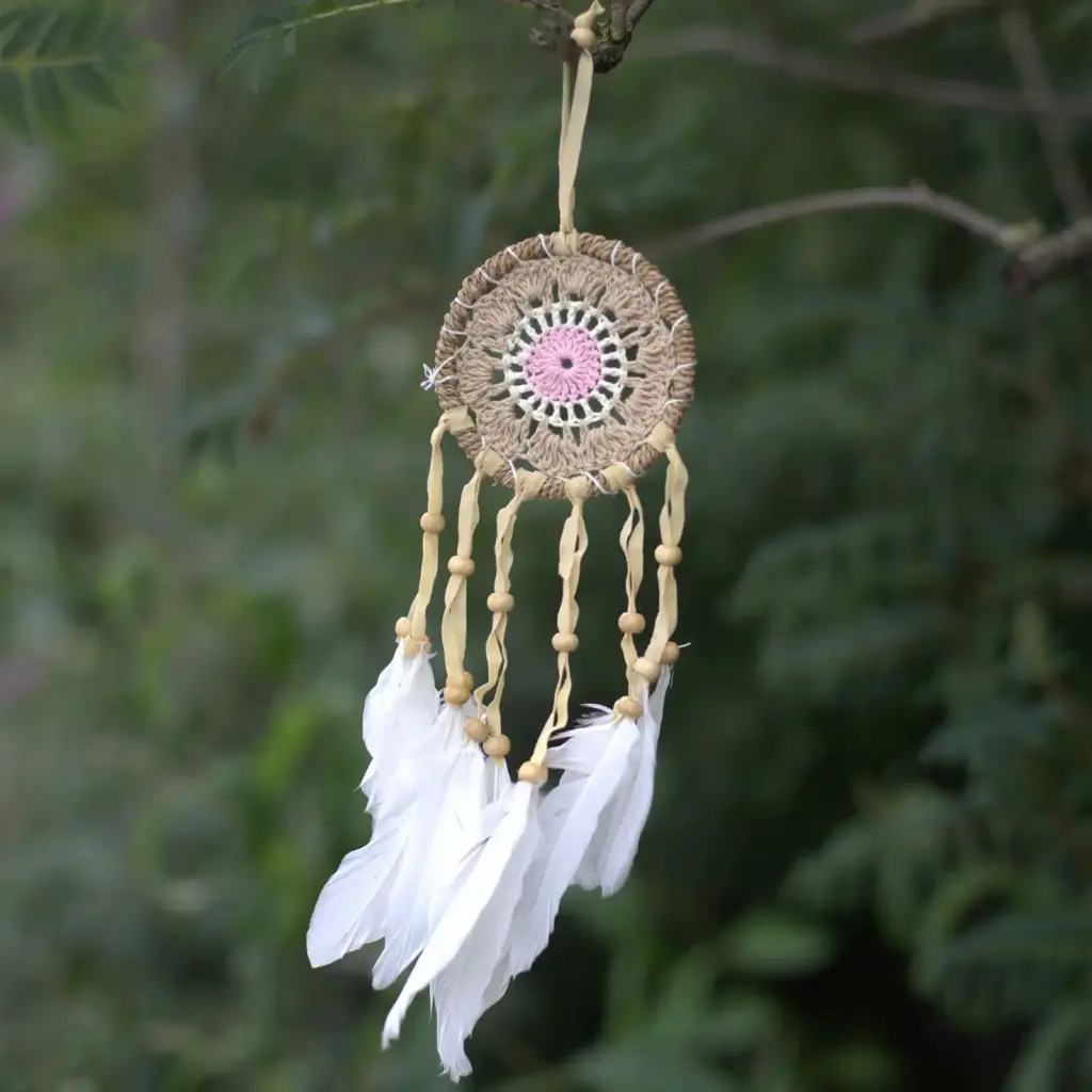 Pastel Pink Macramé Dream Catcher 9cm (asst colours) | www.artisangoods.co.uk