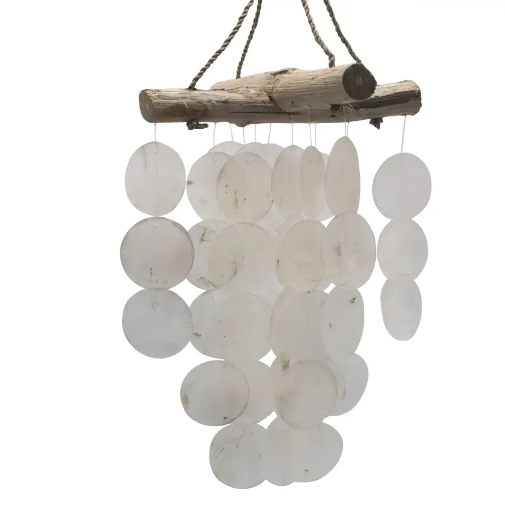 Pearl Effect & Driftwood Cross Chime | www.artisangoods.co.uk