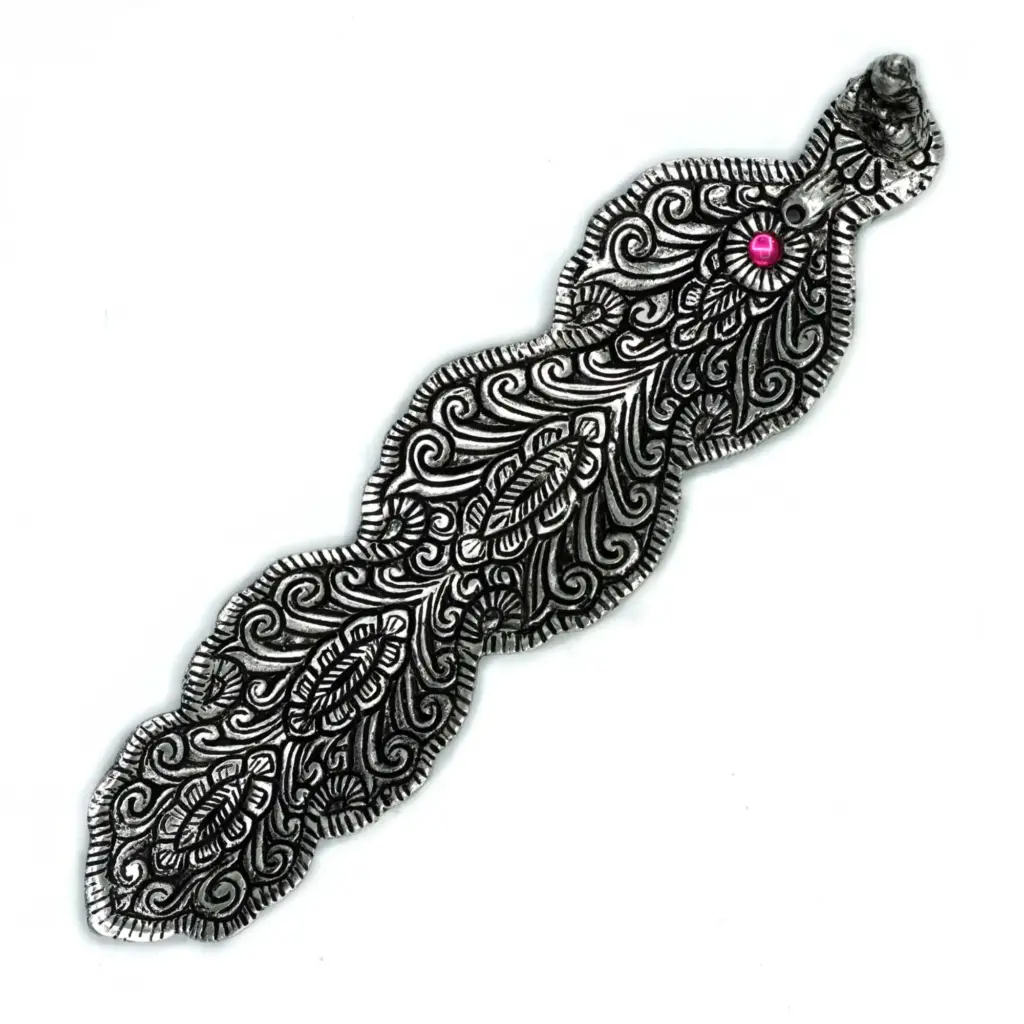 Polished Aluminium Buddha Long Incense Holder 20cm | www.artisangoods.co.uk