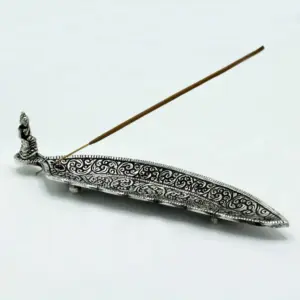 Polished Aluminium Buddha Long Shaped Incense Holder 23cm | www.artisangoods.co.uk 2