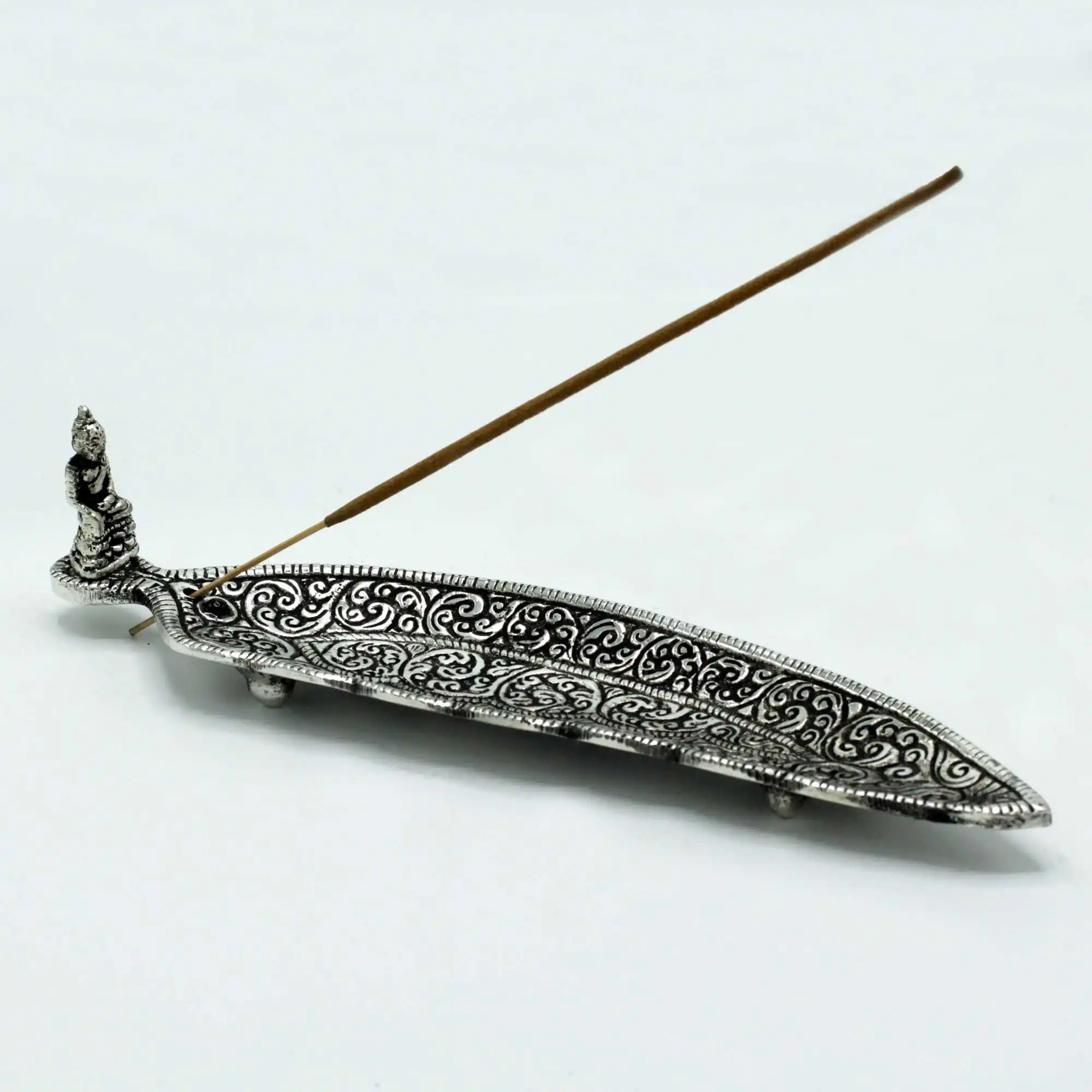 Polished Aluminium Buddha Long Shaped Incense Holder 23cm | www.artisangoods.co.uk 3 Polished Aluminium Buddha Long Shaped Incense Holder 23cm | www.artisangoods.co.uk 2