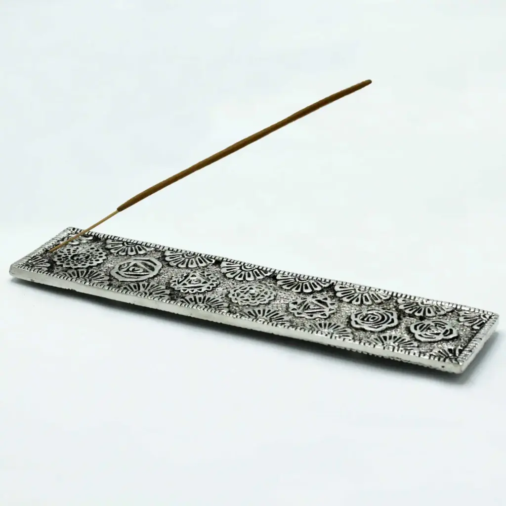 Polished Aluminium Chakra Long Incense Holder 23cm | www.artisangoods.co.uk 2