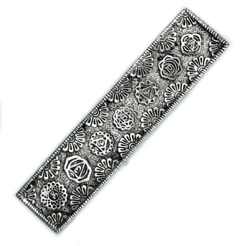 Polished Aluminium Chakra Long Incense Holder 23cm | www.artisangoods.co.uk