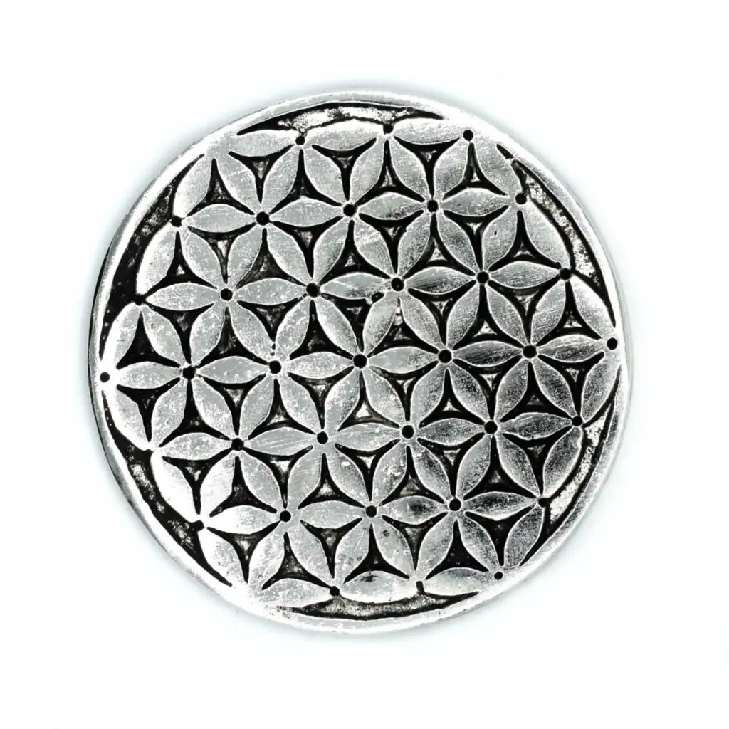 Polished Aluminium Flower of Life Incense Holder 11cm | www.artisangoods.co.uk