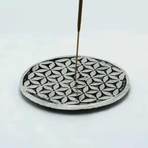 Polished Aluminium Flower of Life Incense Holder 11cm | www.artisangoods.co.uk 2