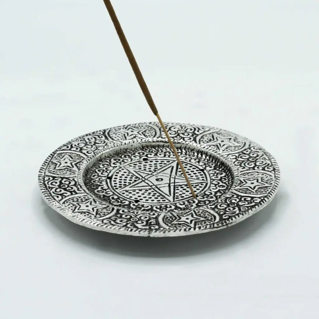 Polished Aluminium Pentagram Incense Holder 11.5cm | www.artisangoods.co.uk 2