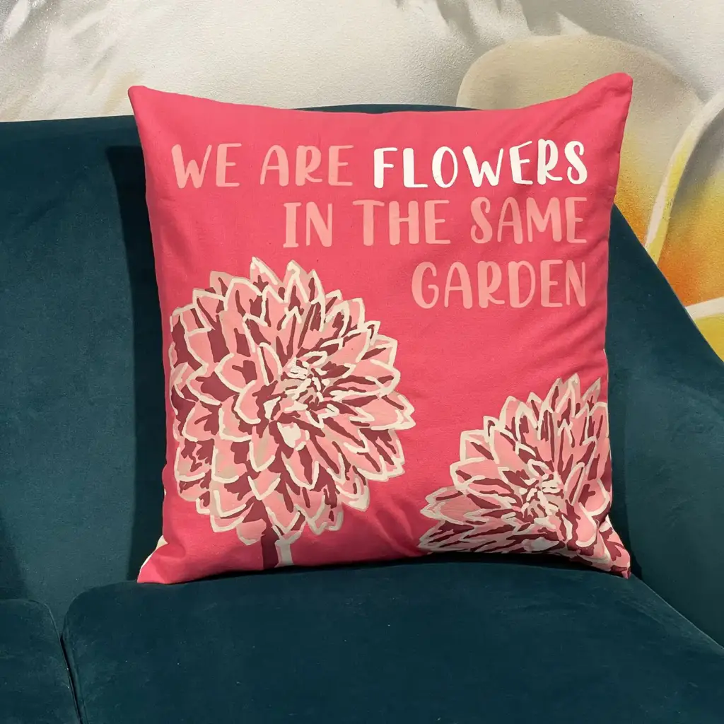 Printed Cotton Cushion Cover – We are Flowers – Olive, Pink and Natural | www.artisangoods.co.uk 12 Printed Cotton Cushion Cover – We are Flowers – Olive, Pink and Natural | www.artisangoods.co.uk 12